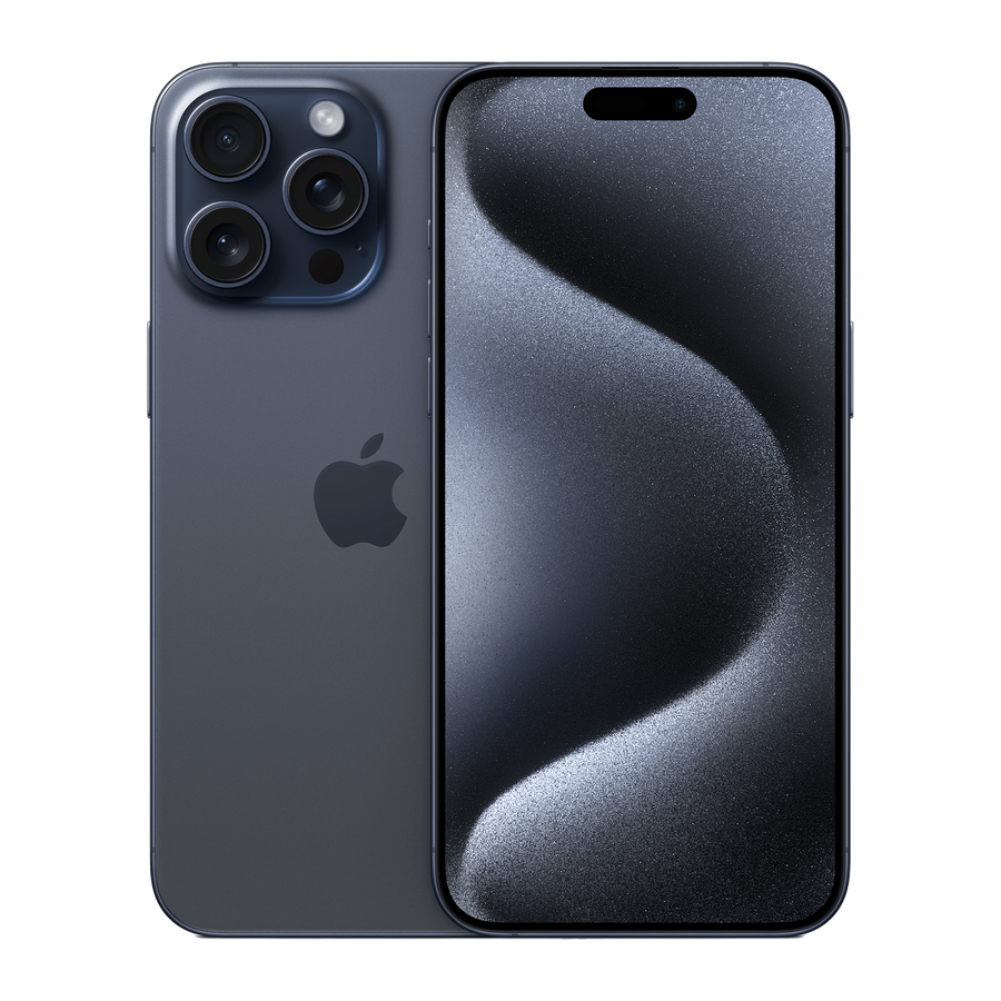 iPhone 15 Pro Max Titane bleu, faces avant et arrière