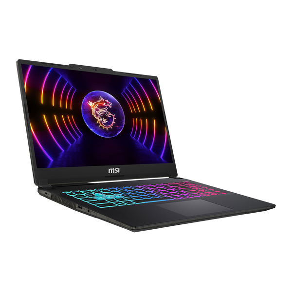 MSI Cyborg 15 A13V ouvert, vu de trois-quarts