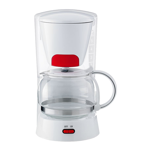 Cafetière électrique Eco+ 6 tasses blanche et rouge, verseuse en verre