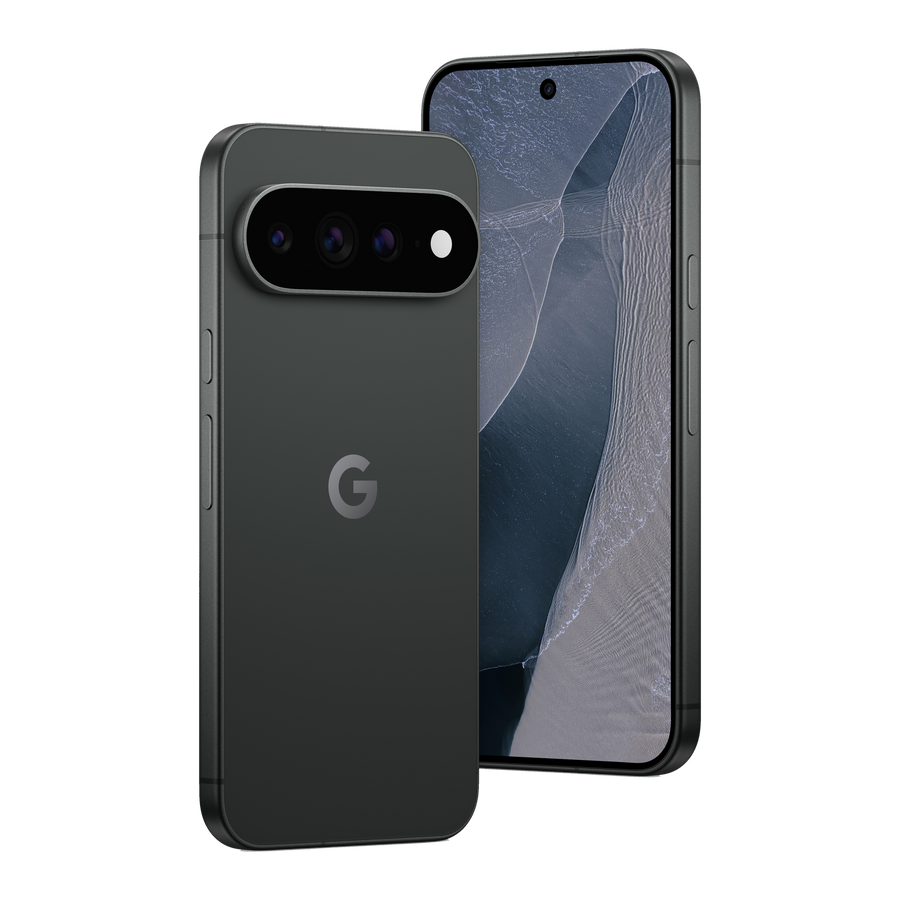 Google Pixel 11 Pro XL 256 Go noir, vu de face et de dos