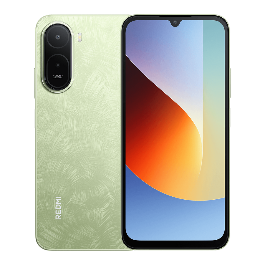 Xiaomi Redmi A7 Pro 128 Go vert palmier, vu de face et de dos