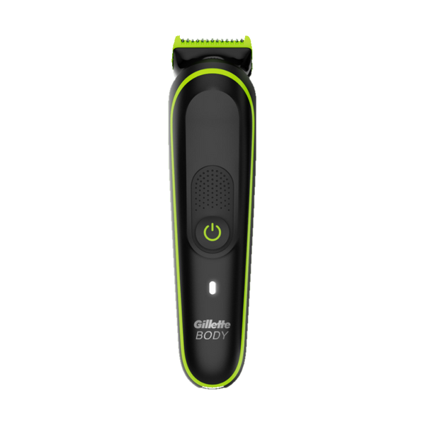 Tondeuse Gillette Labs i3 Body + Intimate noire et verte, vue de face