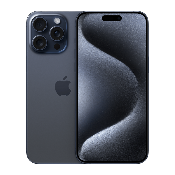iPhone 15 Pro Max Titane bleu, faces avant et arrière