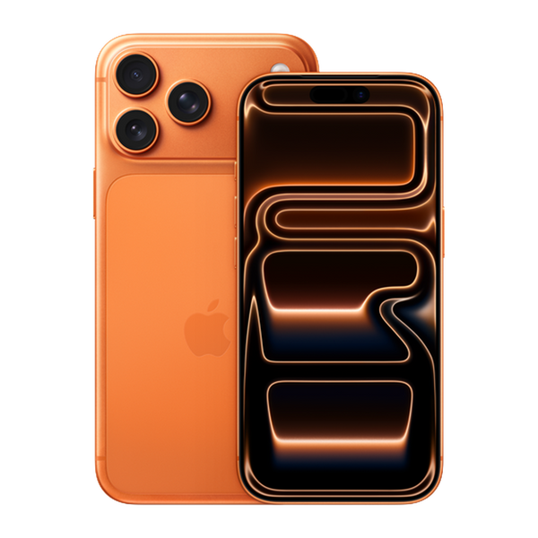 iPhone 17 Pro Orange cosmique, faces avant et arrière