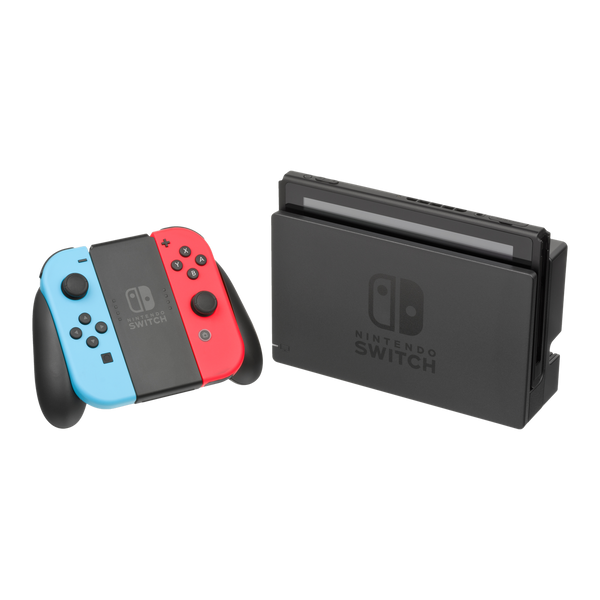 Nintendo Switch Joy-Con néon rouge et bleu avec son socle